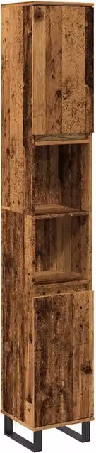 Armadietto da bagno sospeso in legno e metallo stile industrial marrone DESIGN IN L/P/H: 30 x 30 x 190 cm – 1