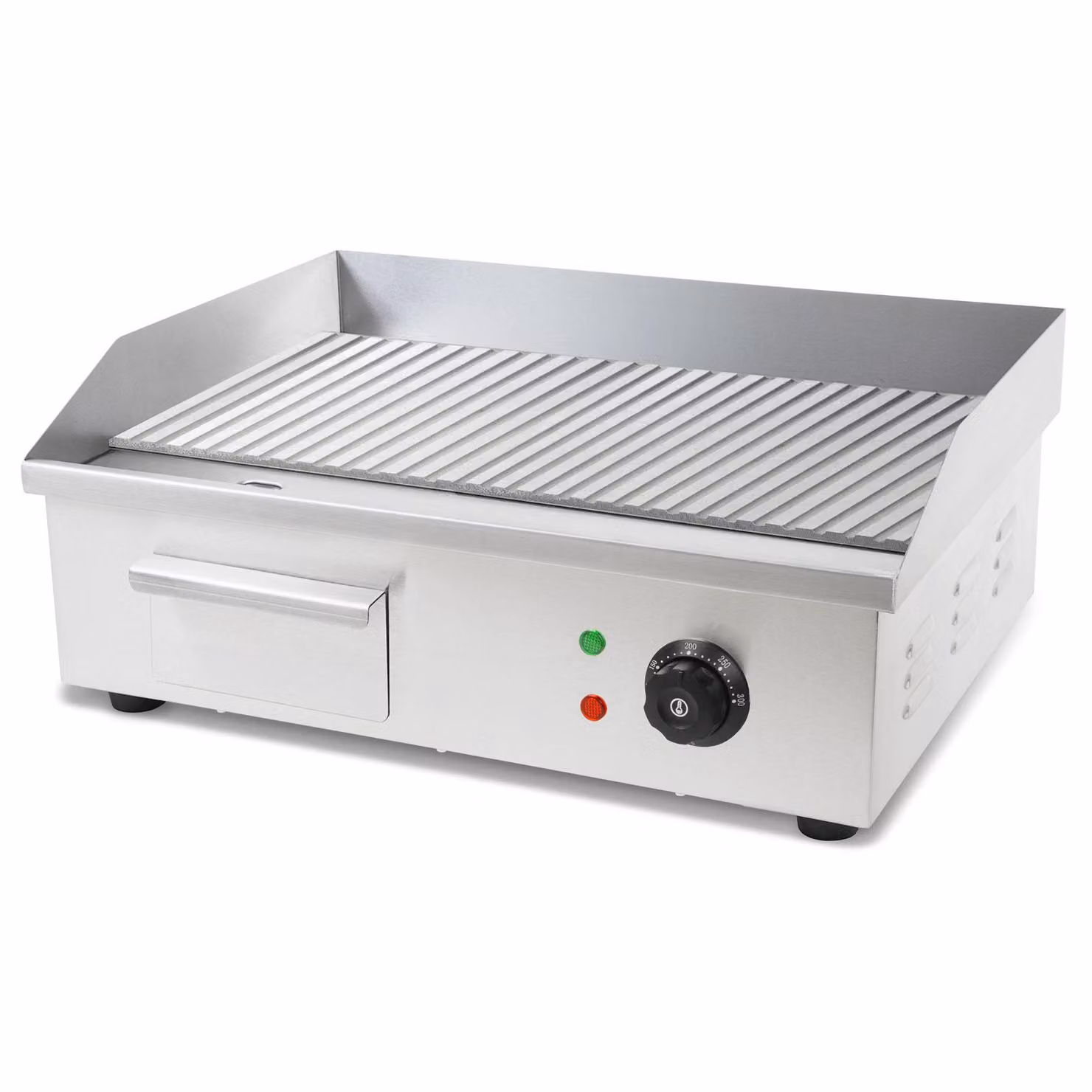 VERTES piastra grill piastra plancha grill elettrico 3000W superficie grill in acciaio inox con scanalature 55x35cm, termostato, temperatura 50-300°C