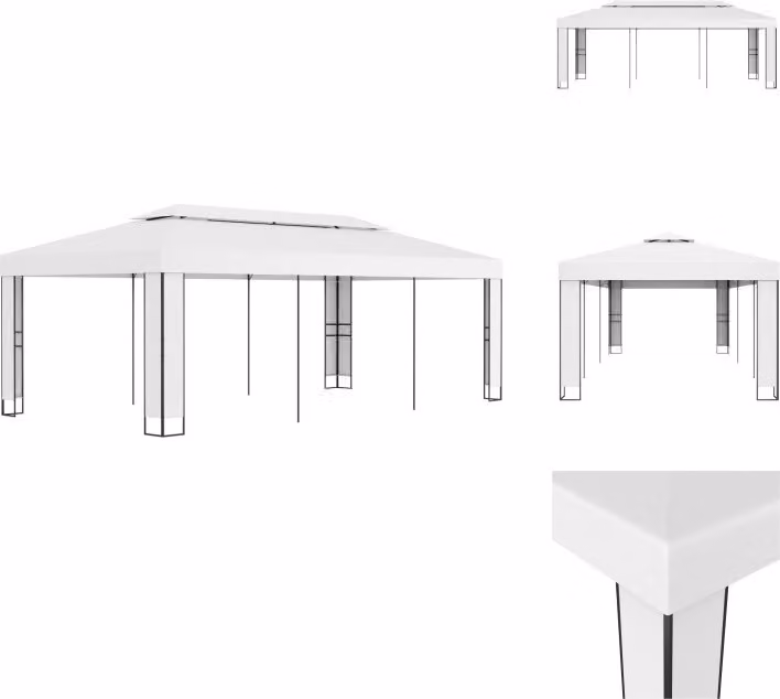 vidaXL Padiglione con doppio tetto 3 x 6 m bianco - Padiglioni e tende per feste
