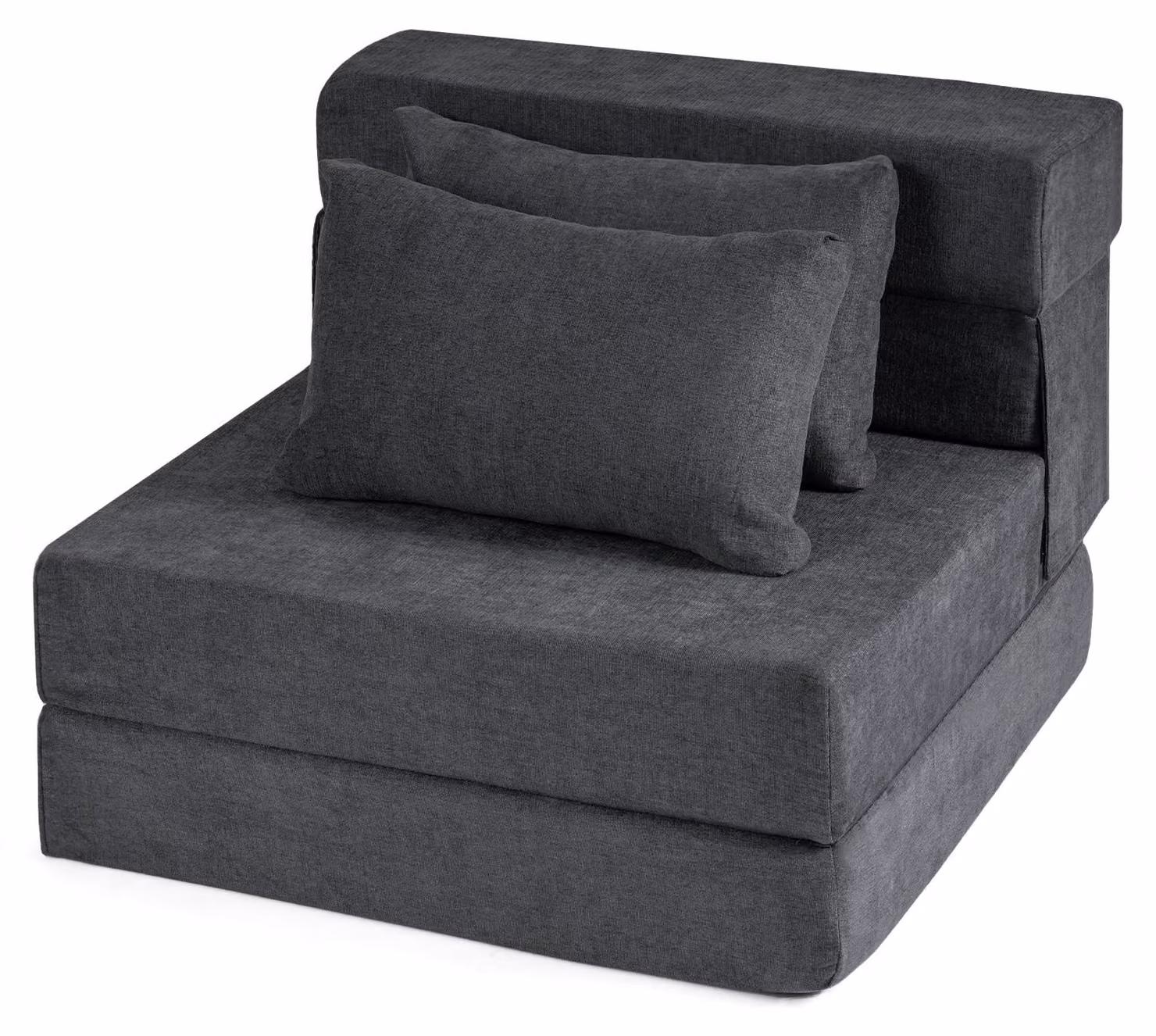 Divano letto KOMFOTTEU, 3 in 1: divano letto pieghevole con funzione letto, poltrona letto con rivestimento lavabile in tessuto di chenille, poltrona da pavimento con 2 cuscini, divano da pavimento per una persona