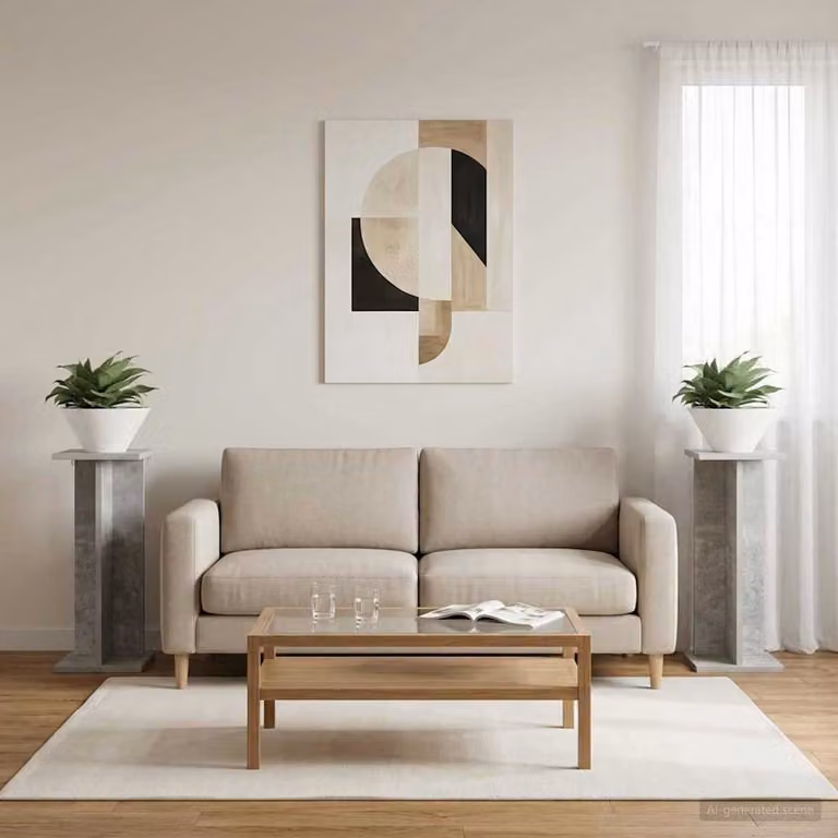 Set di 2 supporti per piante vidaXL in stile moderno, colore grigio cemento, L/P/H: 25 x 25,5 x 60,5 cm