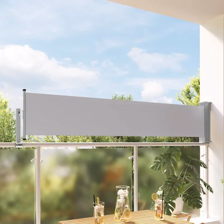 Tenda Laterale Retrattile per Patio vidaXL in Poliestere e Acciaio, Grigia, L: 300 cm, H: 60 cm