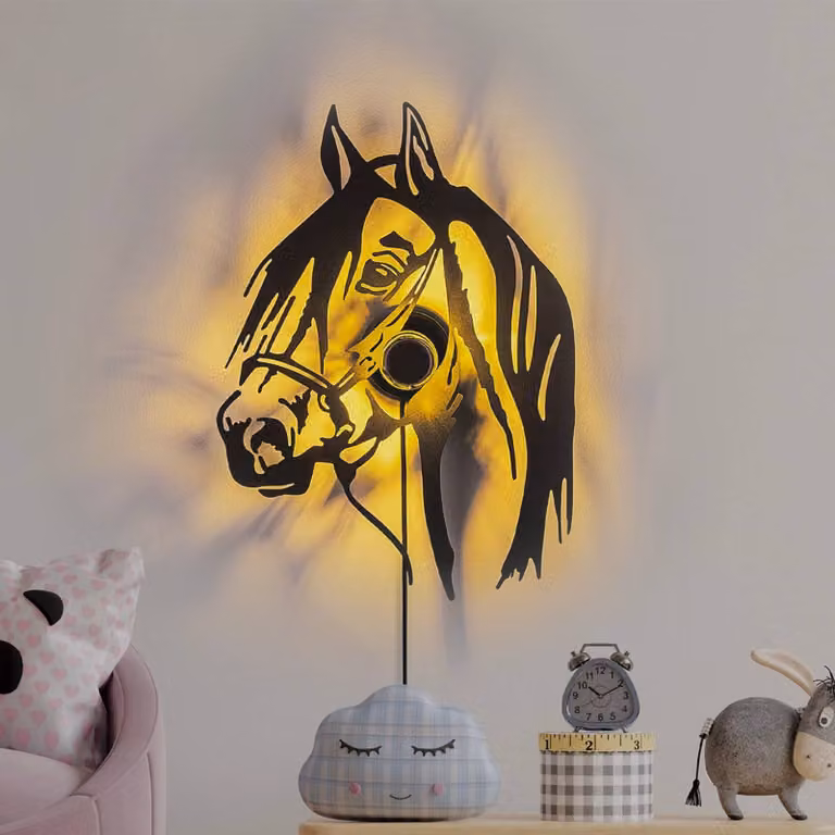 Applique da parete Horse Opviq, Nero, Soggiorno / Sala da pranzo, Metallo, Moderno, Applique