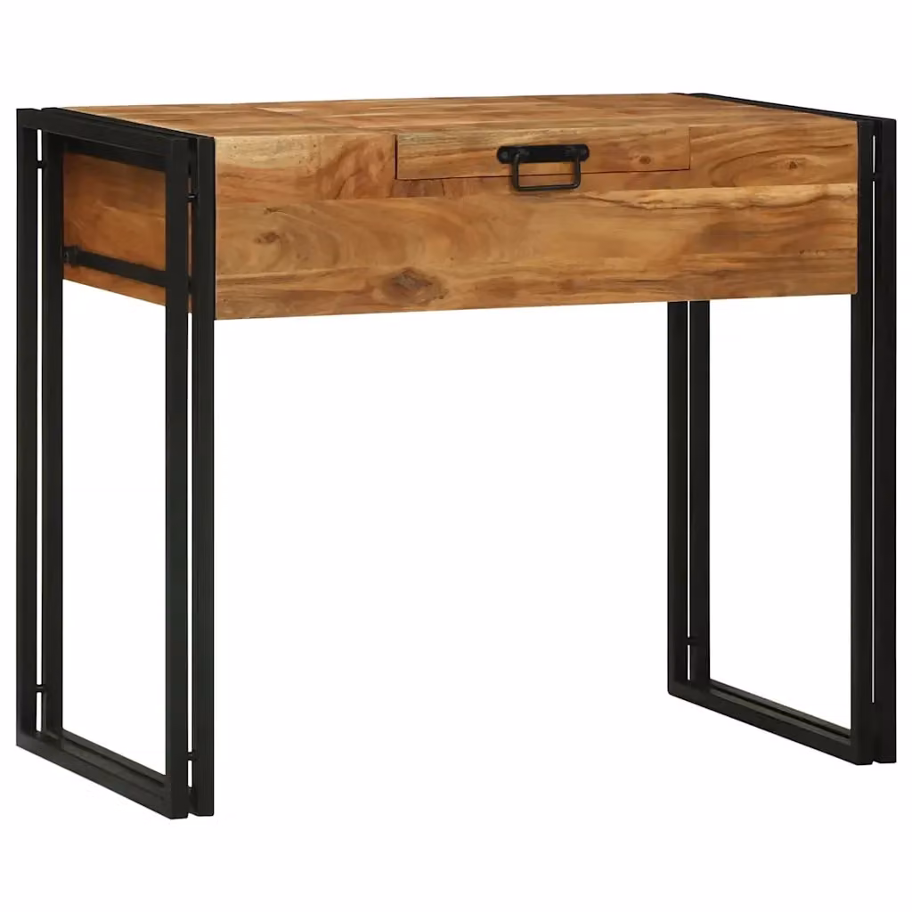 Tavolo da trucco in legno di acacia massello vidaXL marrone stile industrial L: 75 cm, P: 50 cm, H: 90 cm – 2