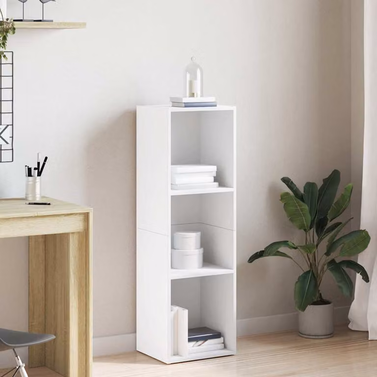 Libreria e Mobile TV vidaXL Bianco in Legno Multistrato e MDF, L: 36 cm, P: 30 cm, H: 114 cm