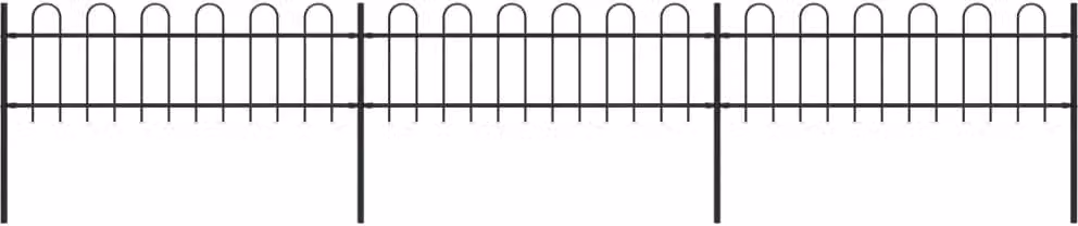 Recinzione da Giardino con Parte Superiore ad Anello in Acciaio 537x60 cm Nero