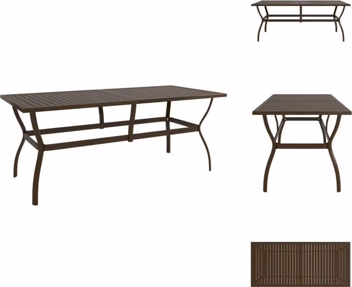 vidaXL Tavolo da giardino marrone 190x80x72 cm in acciaio - Tavoli da giardino