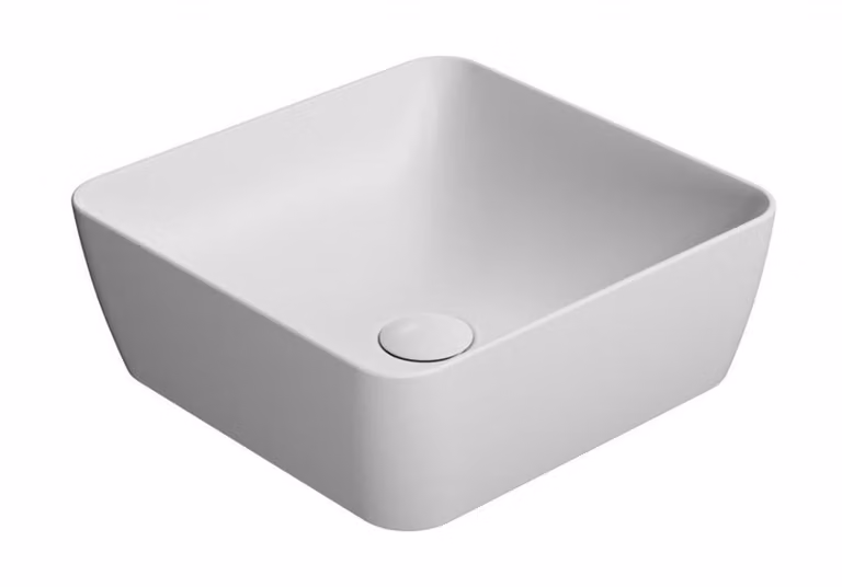 Sapho GSI Sand - Lavabo 380x380 mm, senza foro per miscelatore, senza sfioratore, bianco opaco 903809