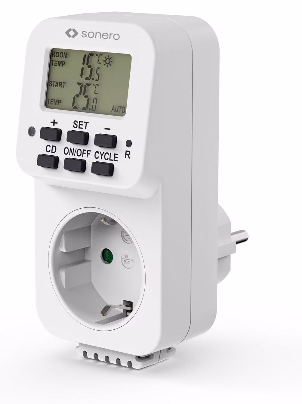 Termostato digitale per presa - Termoregolatore - Da 0 a 40 °C - 3600 W - Bianco