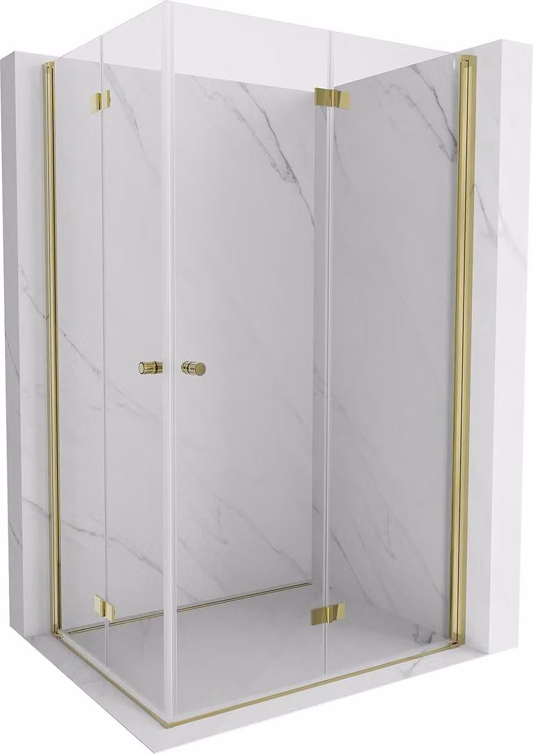 Mexen Mist-F Duo cabina doccia pieghevole destra 85 x 110 cm, trasparente, oro - 8A6-085L-110P-50-00