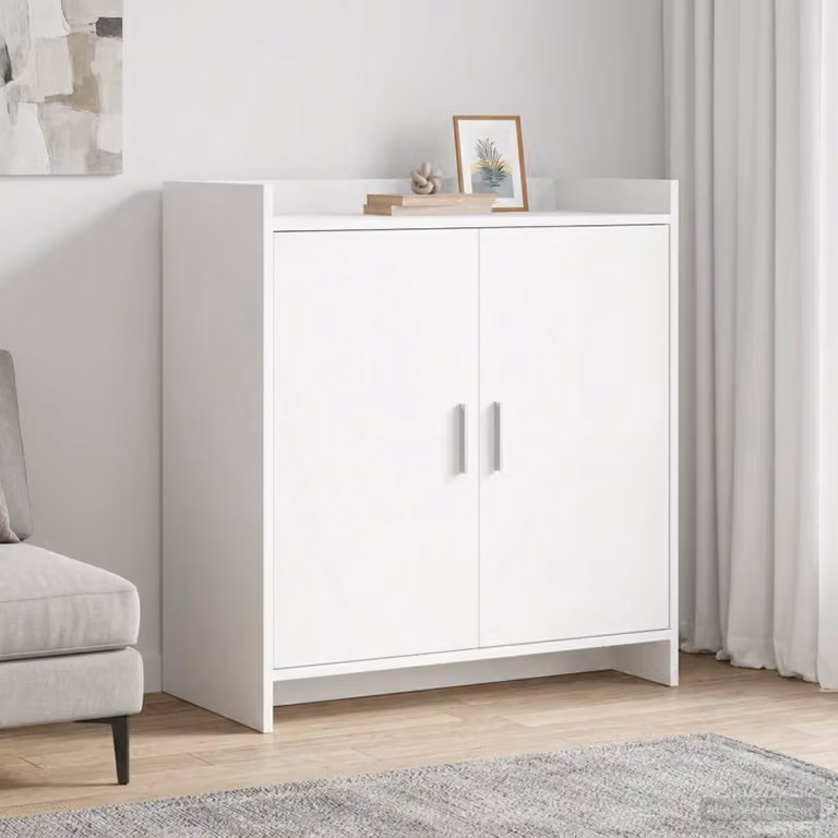 Credenza moderna vidaXL in legno ingegnerizzato e metallo, colore bianco, L 72 cm x P 36 cm x H 80 cm