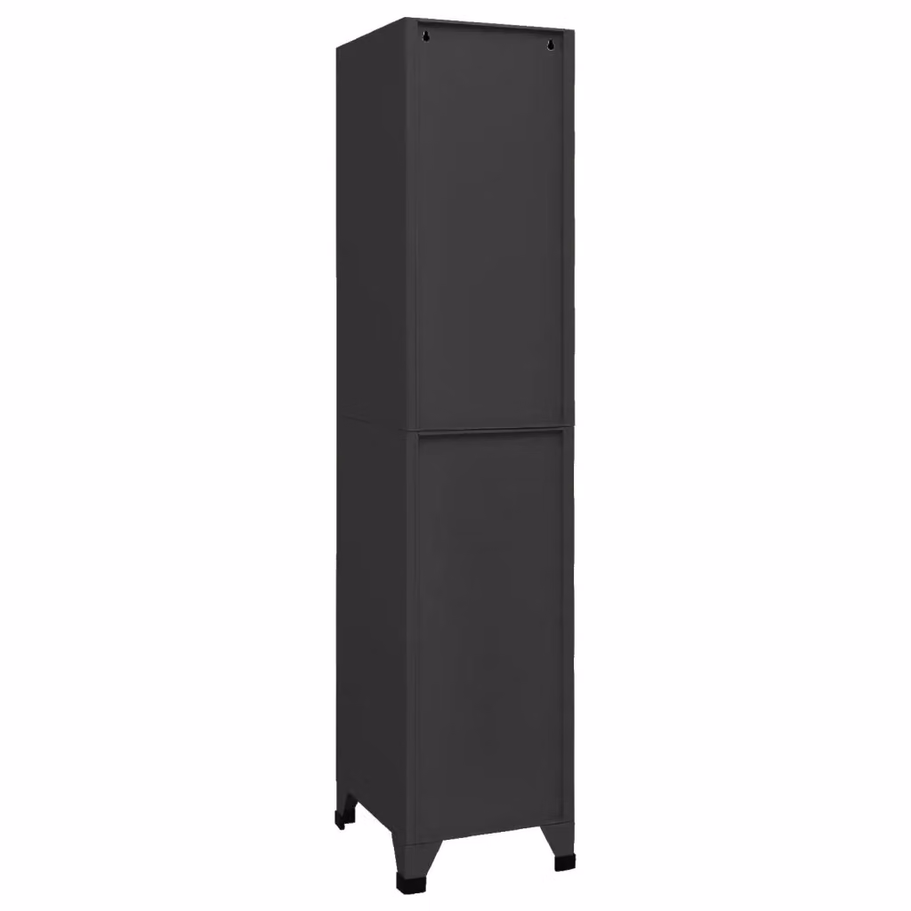 Armadietto da ufficio moderno HELLOSHOP26 in acciaio antracite con ante a battente e serratura, L: 38 cm, P: 45 cm, H: 180 cm – 2
