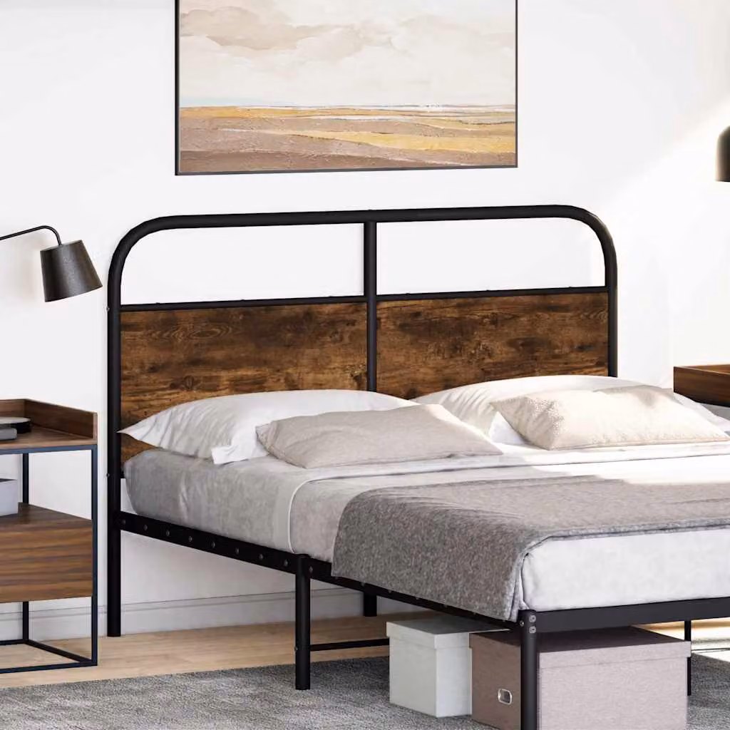 vidaXL Testiera di Ricambio Rovere Fumo 135 cm Acciaio