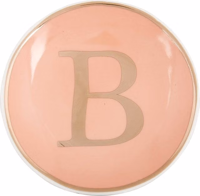 Piattino in porcellana con iniziale lettera B KASANOVA, disponibile in oro o rosa, Diametro: 11 cm