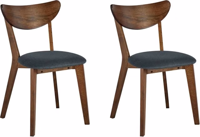Set di 2 sedie da pranzo BELIANI in legno di gomma oliato marrone con design moderno e seduta in tessuto L/P/H: 48 x 46 x 80 cm – 1