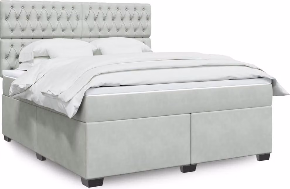 Maison Exclusive - Giroletto a Molle con Materasso Grigio Chiaro 180x200cm Velluto