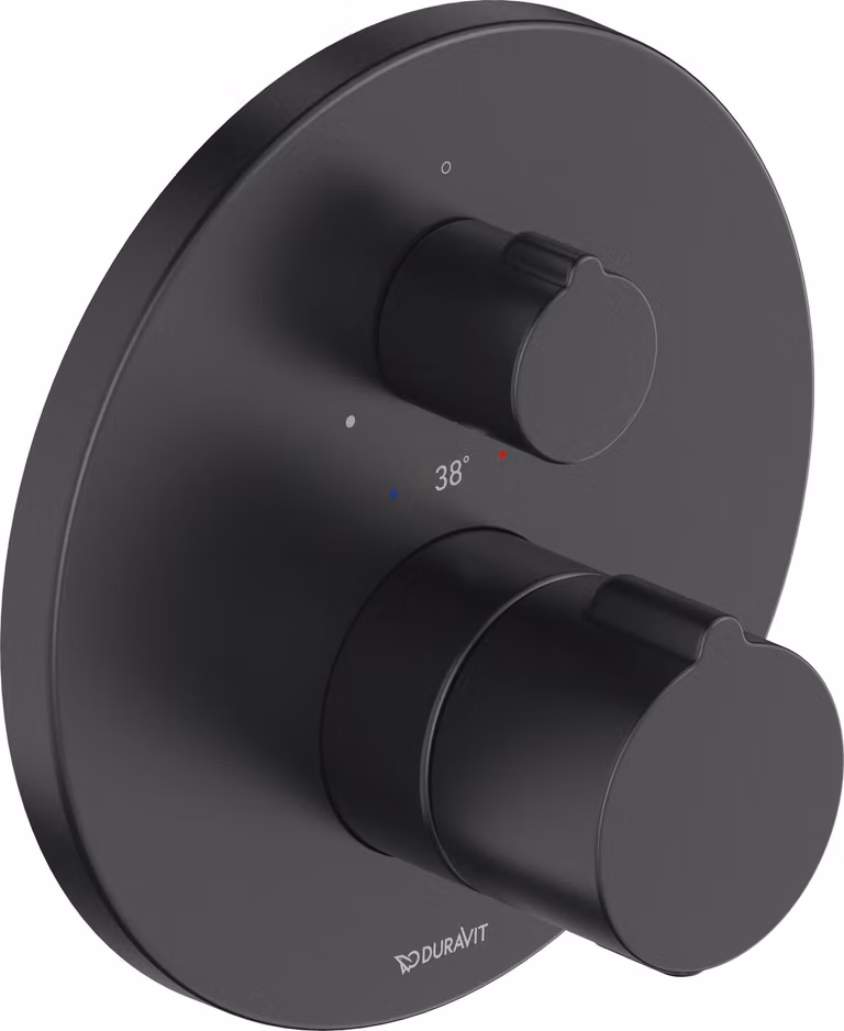 Duravit C.1 Thermostat de douche encastré, rosette ronde, 1 consommateur, robinet d'arrêt, C14200016046, C14200016046