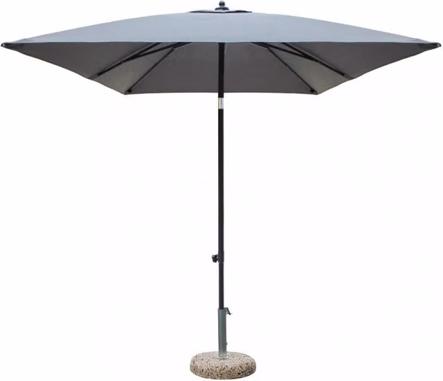 Ombrellone Nice COSMA con telo grigio in poliestere e struttura in alluminio nero, L: 300 cm x P: 200 cm, H: 160 cm