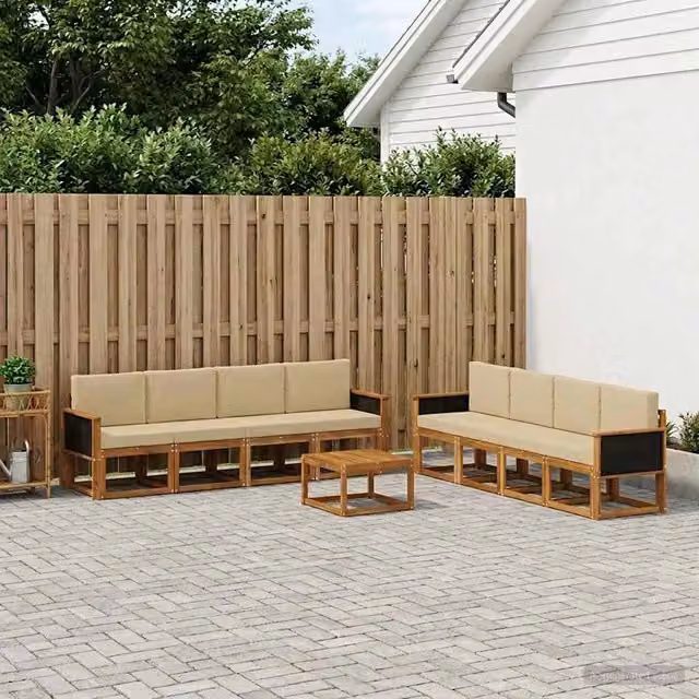 Set di divani da esterno 9 pz Naturale 3385084
