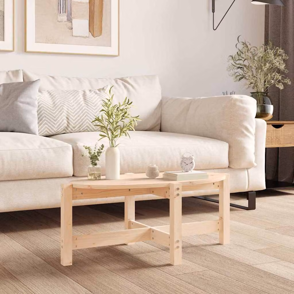vidaXL Tavolino da Salotto Rettangolare in Legno di Pino Naturale L: 87 cm, P: 48 cm, H: 35 cm