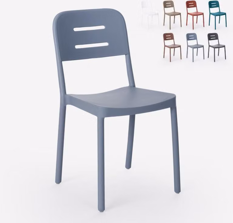 Sedia in polipropilene dal design moderno per cucina bar ristorante giardino Mose - Grigio chiaro