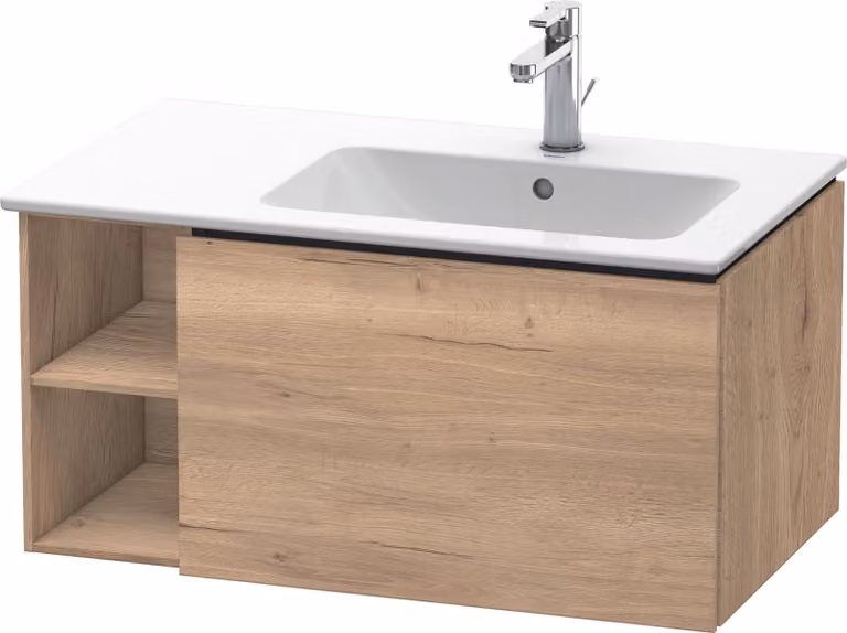 Duravit L-Cube Meuble sous-lavabo suspendu, 1 tiroir, étagère sur le côté, vasque à droite, 820x400x481mm, LC619205555, LC619205555