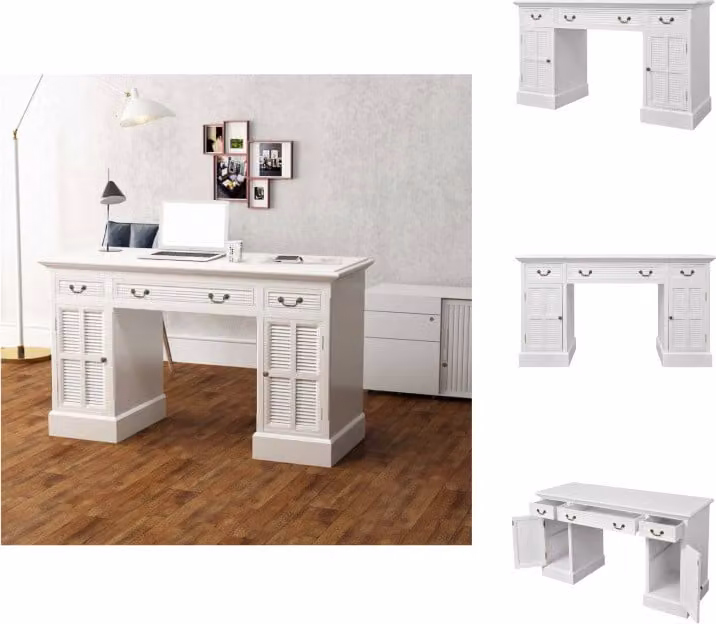 vidaXL Scrivania bianca 140 x 48 x 80 cm - Scrivanie