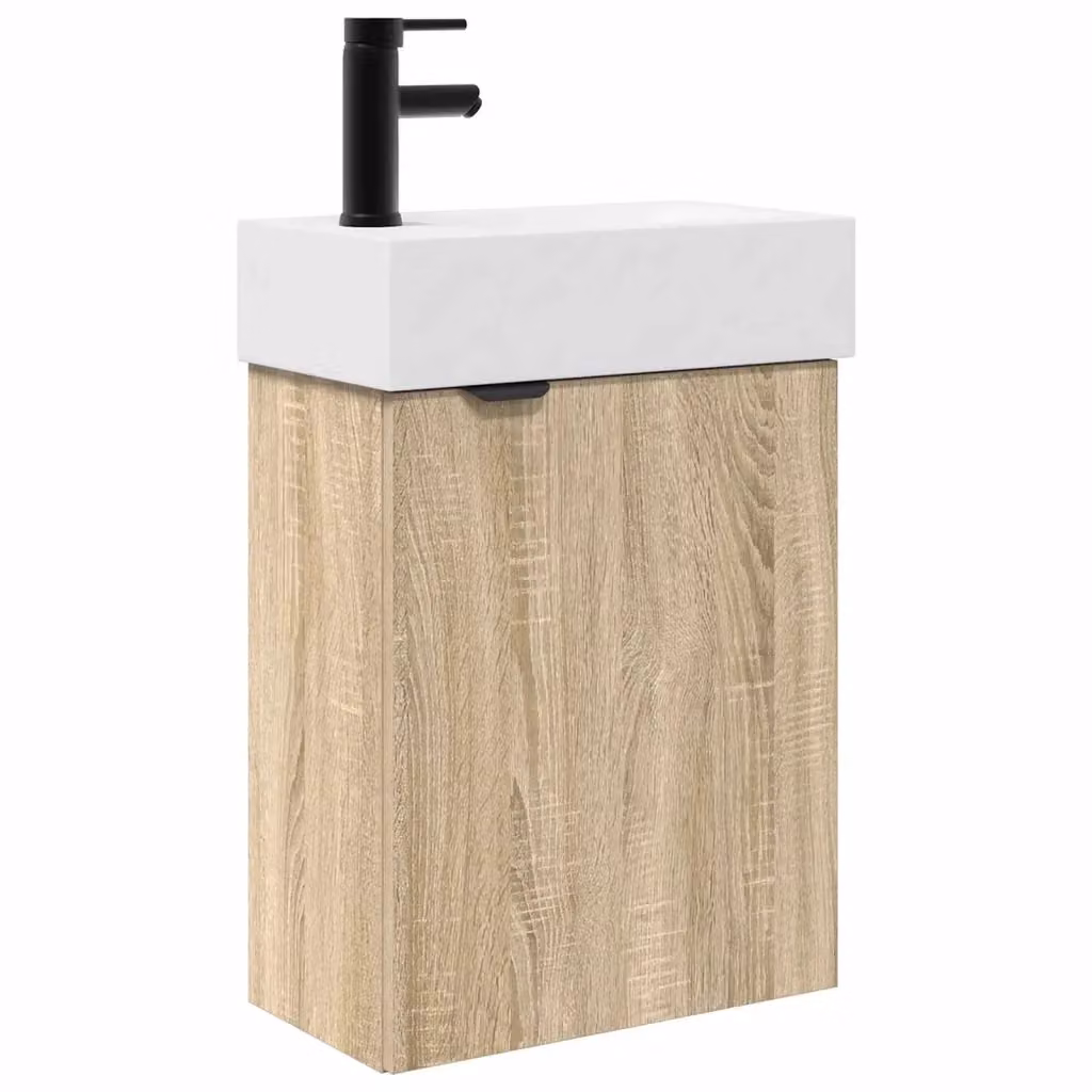 Mobile bagno moderno sospeso vidaXL in legno rovere, L: 45,5 cm, P: 22,5 cm, H: 84 cm – 2
