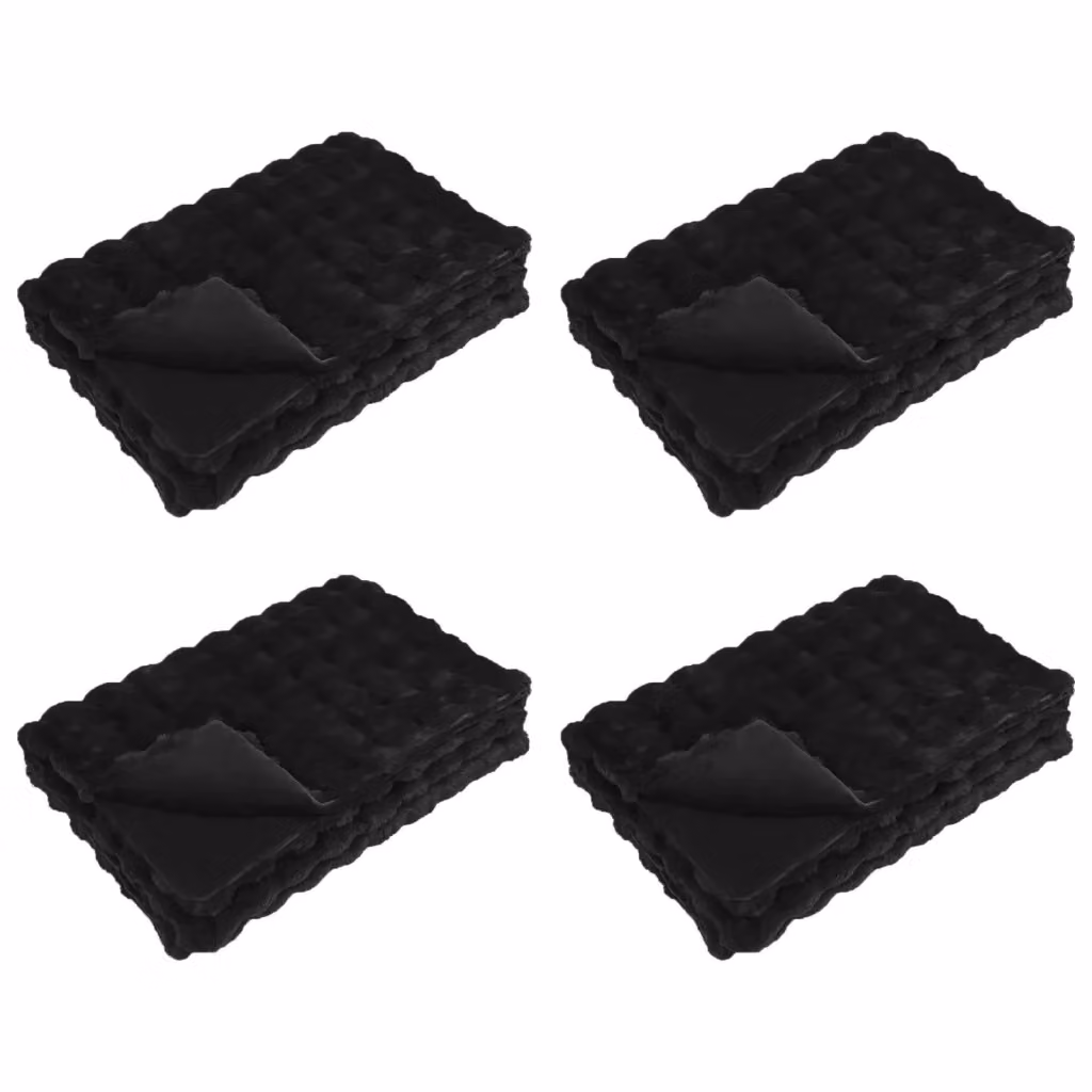 Set di 4 copertine antiscivolo vidaXL Olite in finta pelliccia di coniglio, Nero, 150 x 130 x 150 cm – 2