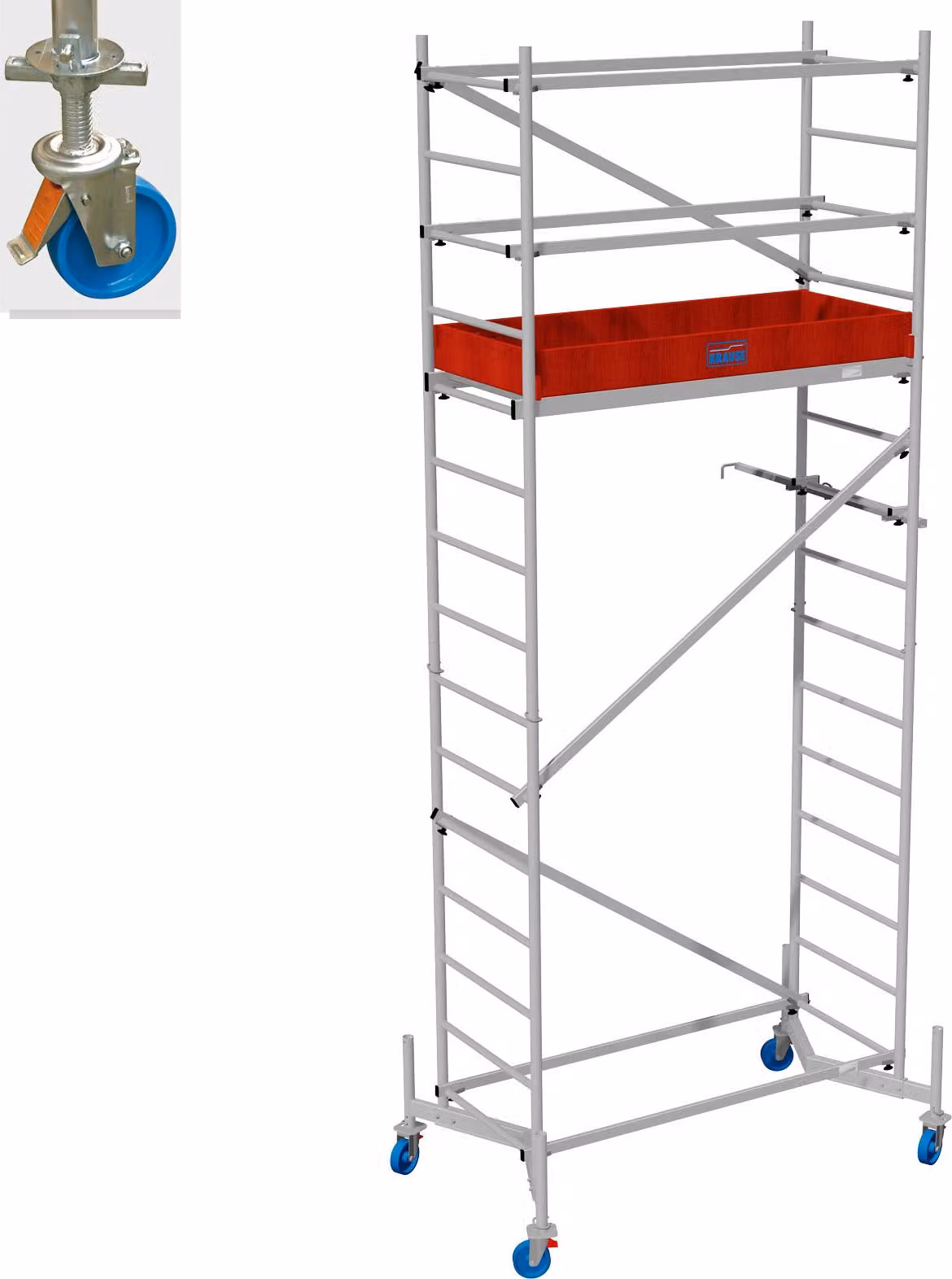 KRAUSE ClimTec Gerüst 5m inkl. Fahrrollensatz Ø 150mm verstellbar
