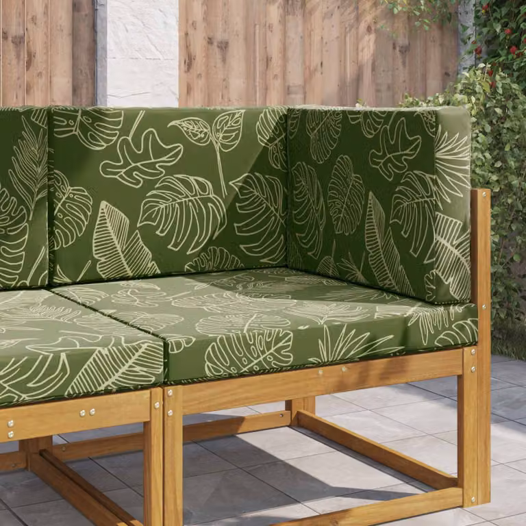 Cuscino da divano da esterno vidaXL con design floreale verde e fodera rimovibile in poliestere, L/P/H: 80 x 80 x 80 cm