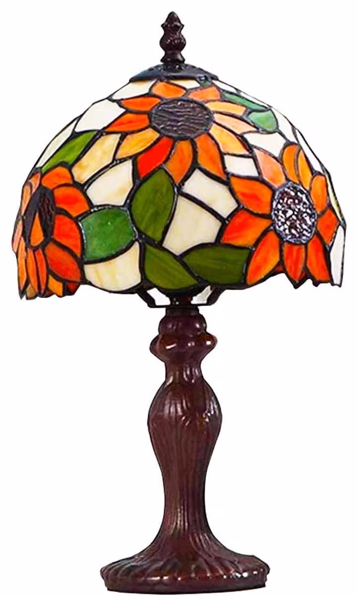 Lampada da tavolo - Vetro colorato - Motivo girasole - 10 W