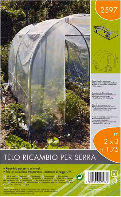 Telo di ricambio trasparente per serra Verdemax modello Metide L: 200 cm, P: 300 cm, H: 175 cm