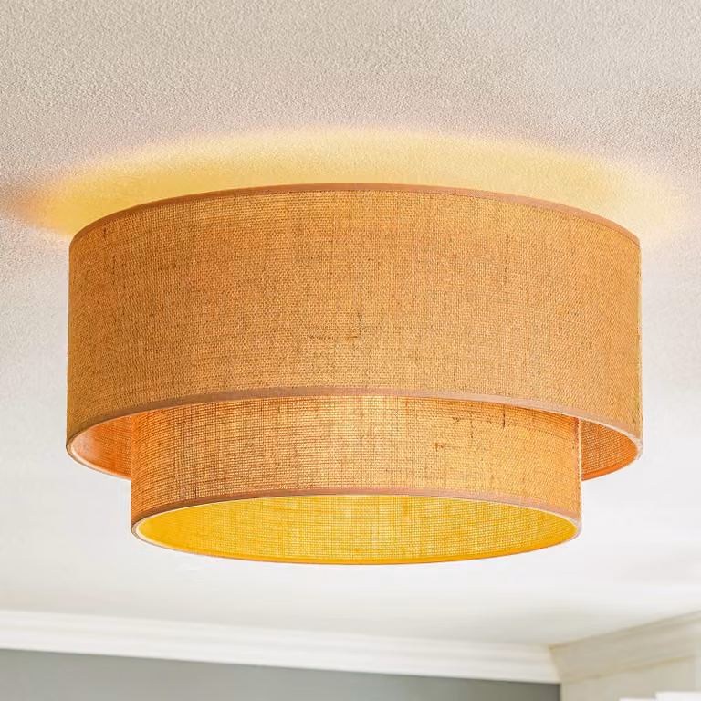 Plafoniera soffitto Boho jute Duolla, dimmerabile, Marrone / Ruggine, Soggiorno / Sala da pranzo, Tessuto / Stoffa / Seta, Campagna / Rustiche, Plafoniera