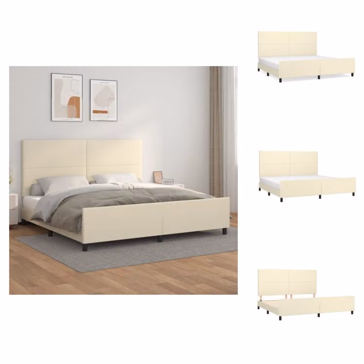 vidaXL Struttura letto con testiera crema 200x200 cm in Pelle finta - Letti e strutture letto