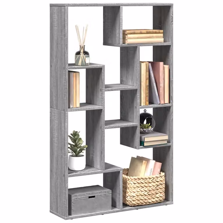 Libreria moderna vidaXL in MDF Grigio Sonoma con pannello posteriore L: 72 cm, P: 20 cm, H: 120,5 cm