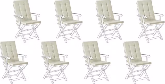 Set di 8 cuscini per sedile/schienale per sedie da esterno con lacci Verde chiaro giardino esterno