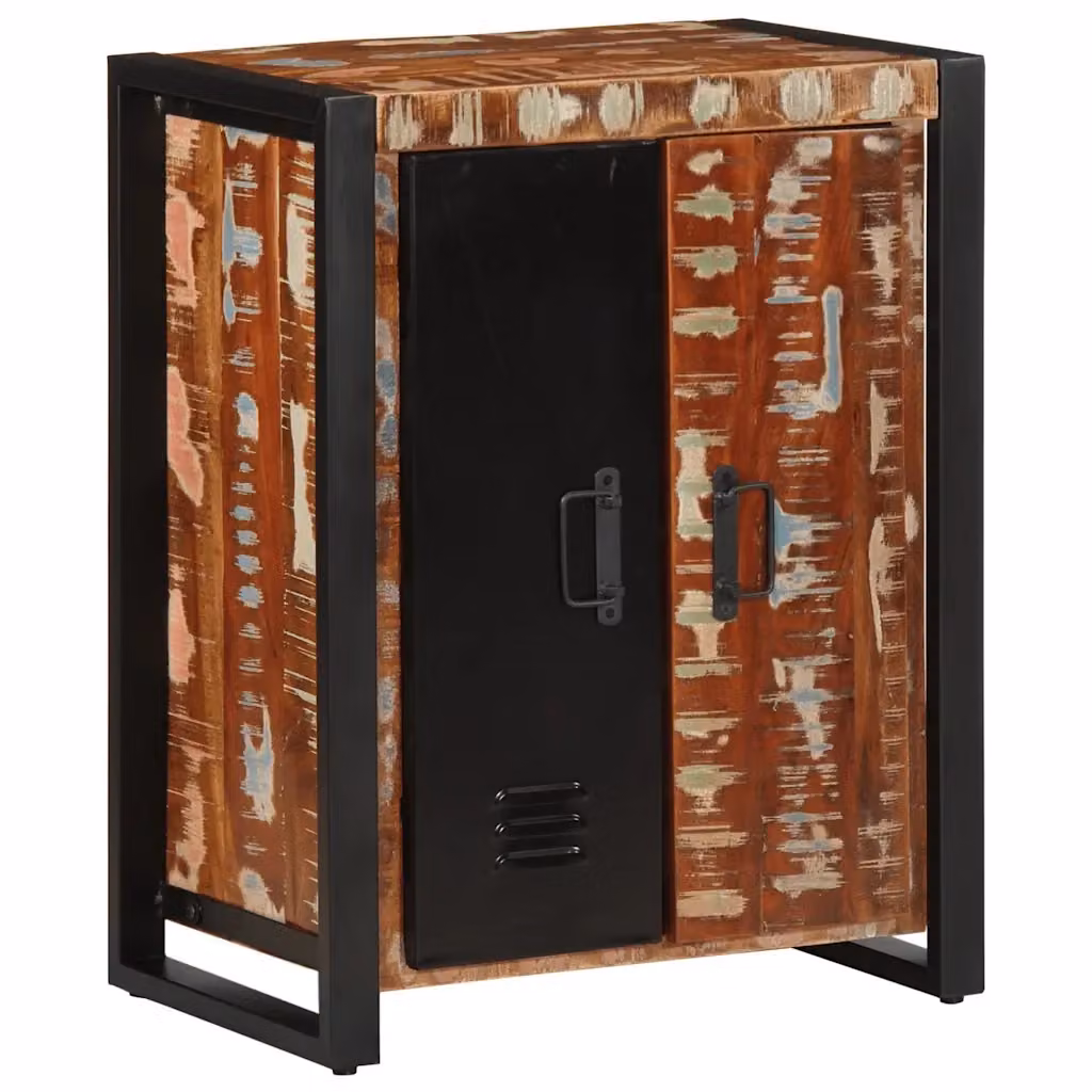 Credenza Multicolore in Legno Massello e Metallo con Design Astratto vidaXL L/P/H: 55 x 35 x 70 cm – 2