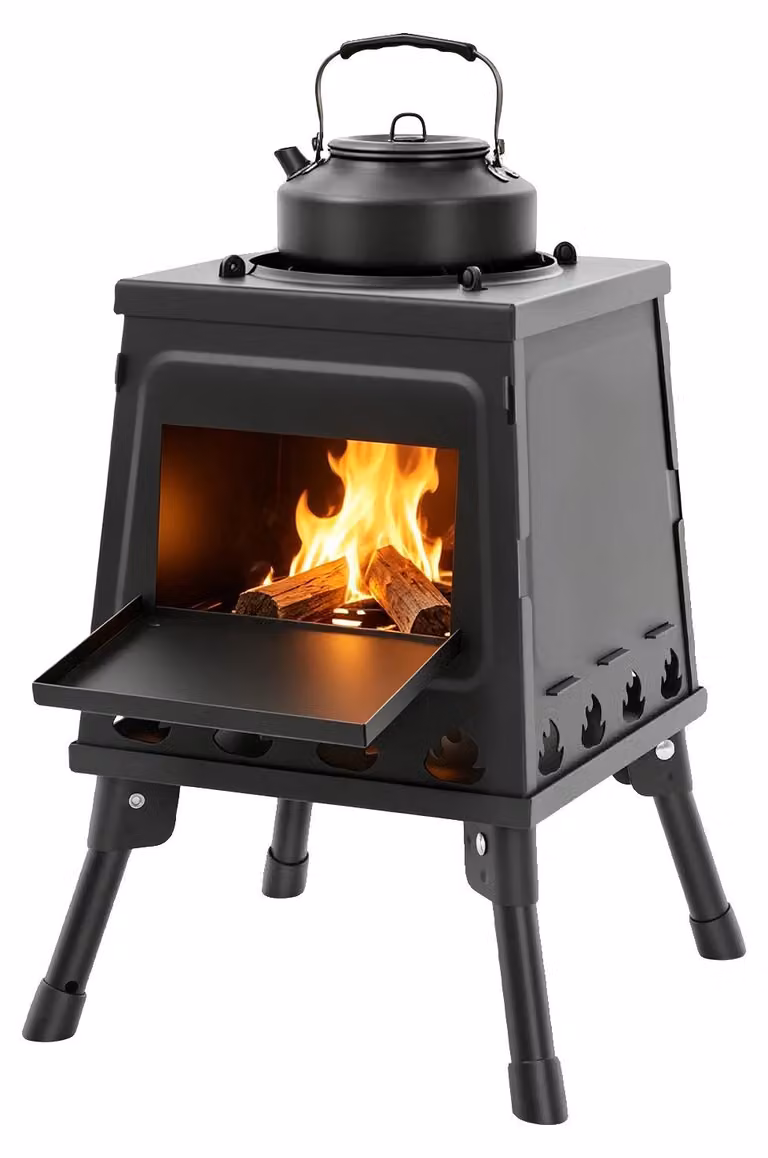 Forno a legna da esterno, design multifunzionale, borsa per il trasporto, colore nero