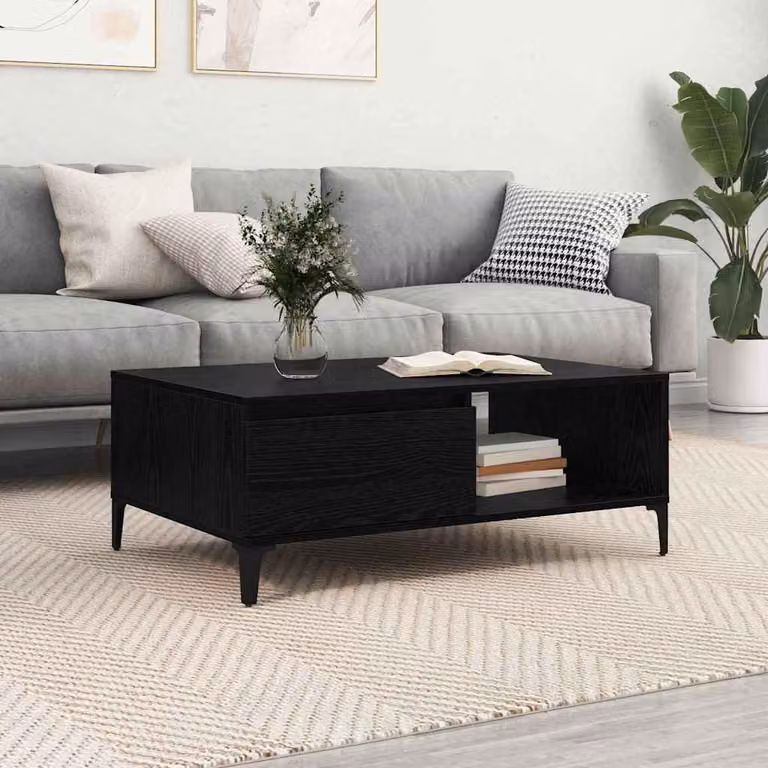 Maison Exclusive - Tavolino nero effetto rovere 90 x 60 x 35 cm Materiale ligneo