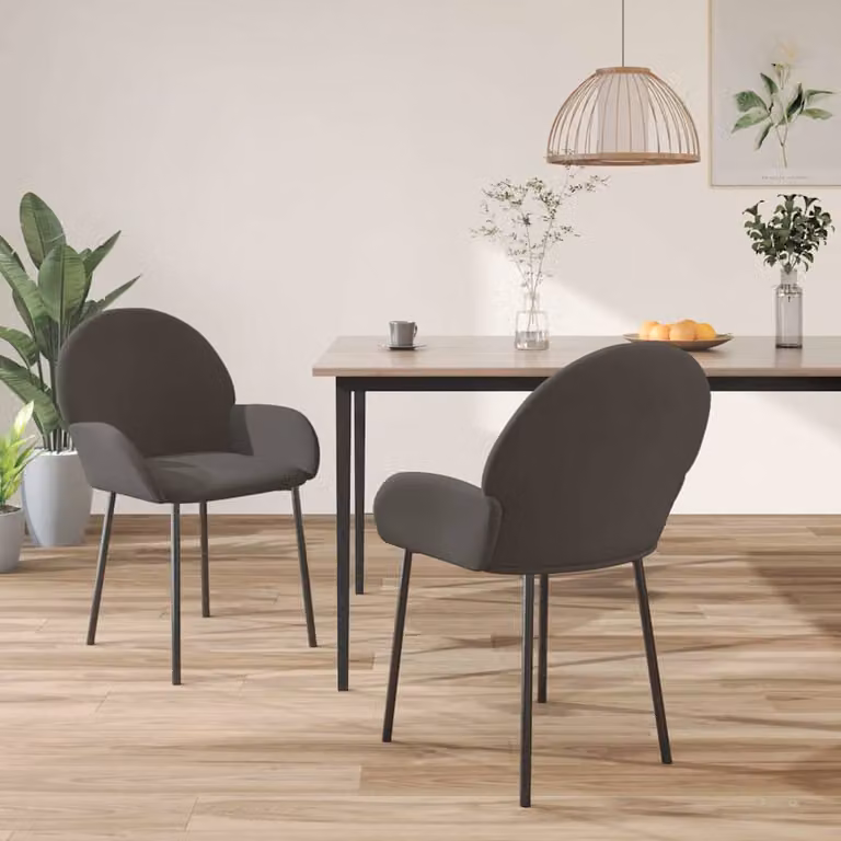 Set di 2 sedie da pranzo vidaXL in velluto grigio con struttura in metallo e MDF per cucina e sala da pranzo