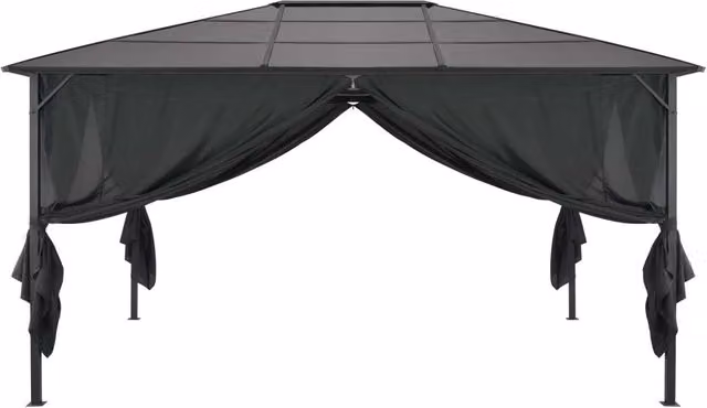 Gazebo con Tende in Alluminio 4x3x2,6 m Nero 44642