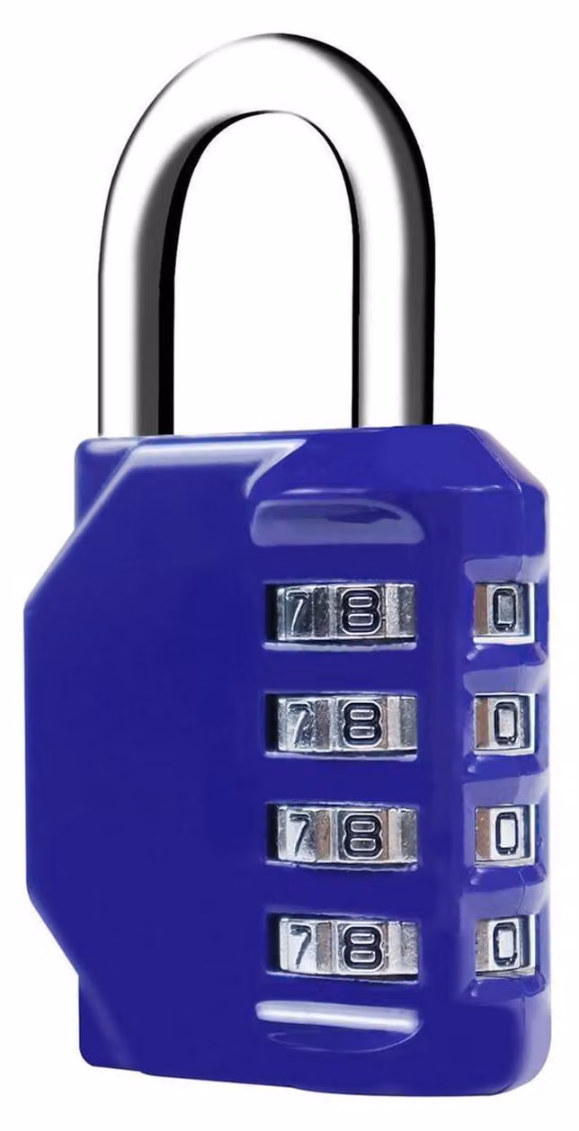 Luchetto numerico a 4 cifre, resettabile, impermeabile, in metallo, per armadietti, palestre, scatole degli attrezzi, cancelli, contenitori. Colore: blu