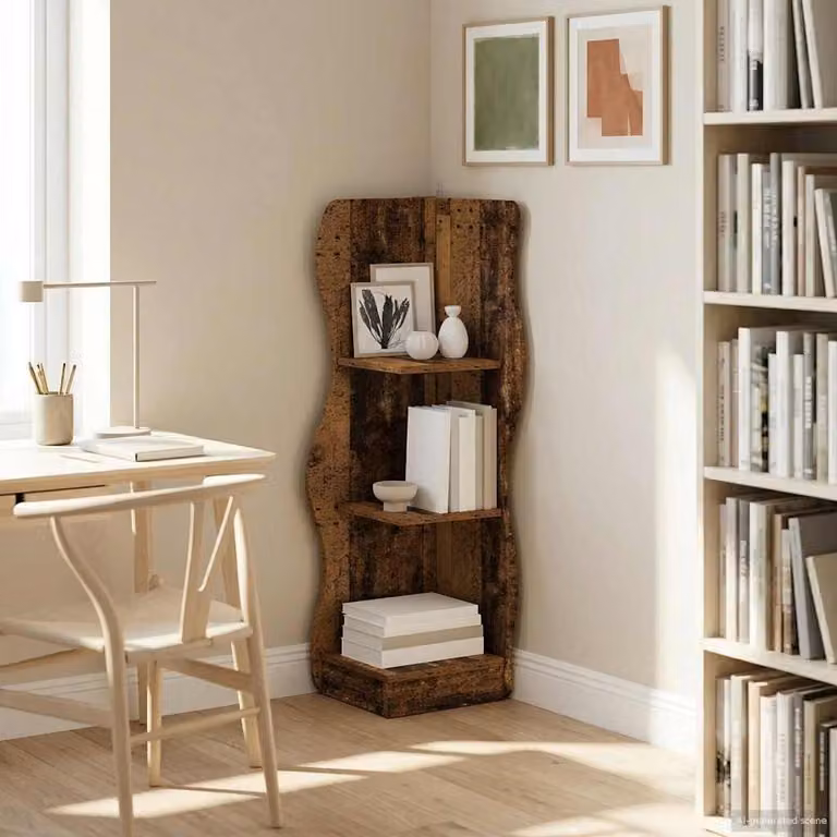 vidaXL Mensola angolare in legno marrone antico per soggiorno H: 102 cm, L: 34 cm, P: 33 cm