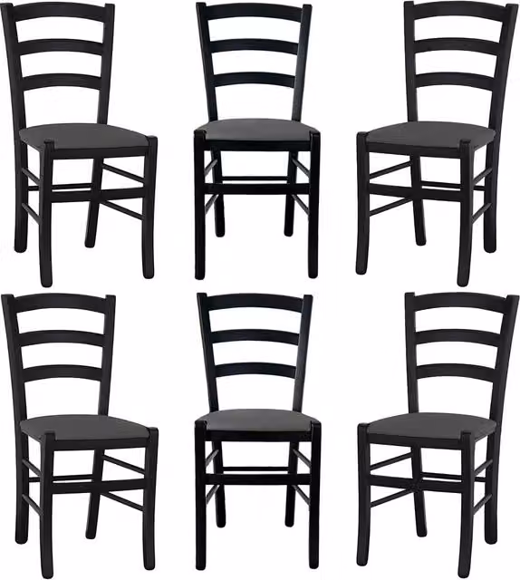 Sedia da sala da pranzo legno venezia nero sedile imbottito grigio antracite x 6
