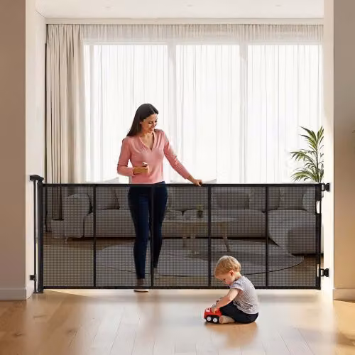 Cancelletto retrattile estensibile VEVOR in fibra di vetro rinforzata per cani, colore nero, H: 795 mm, L: fino a 3100 mm