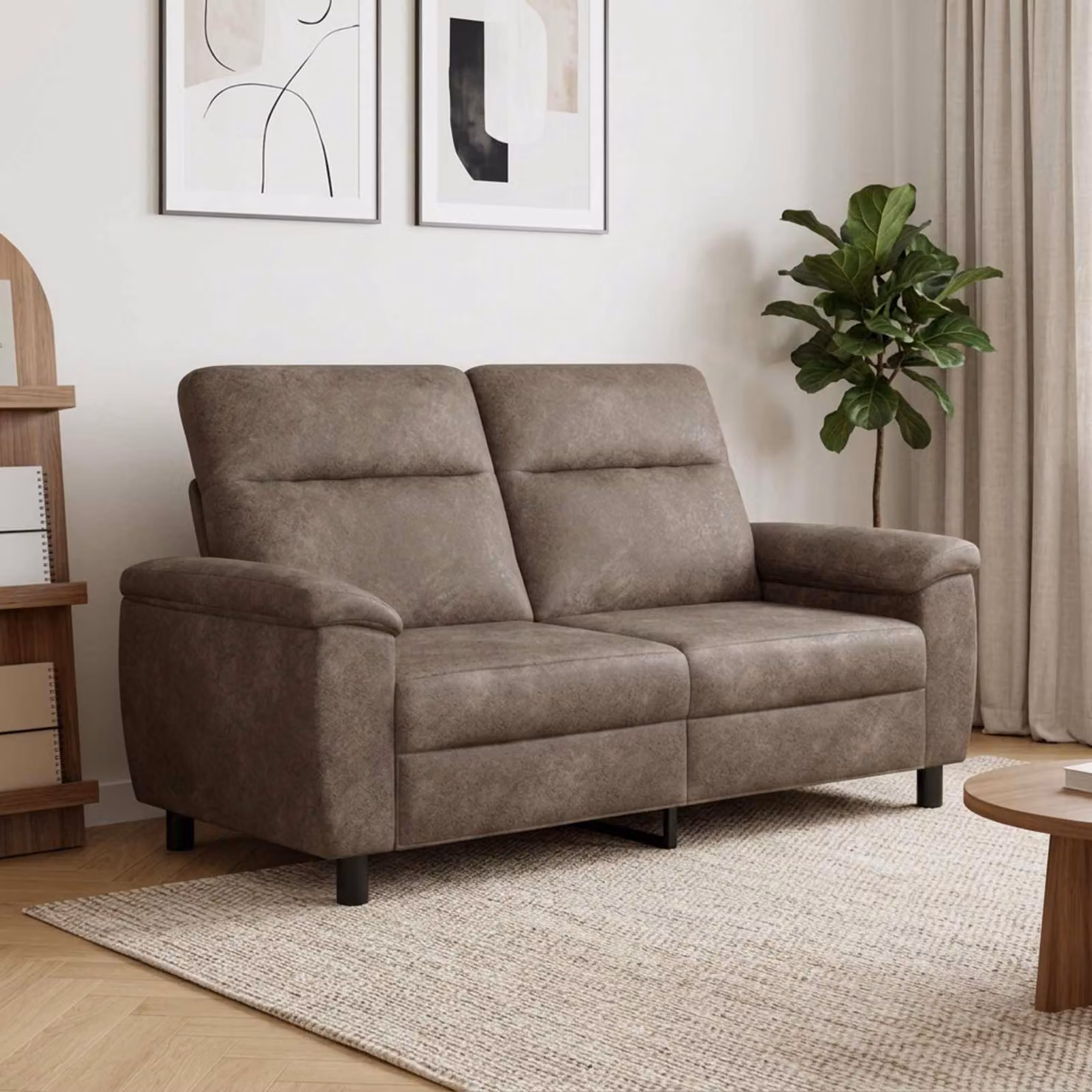 Divano moderno vidaXL in microfibra e similpelle grigio scuro con struttura in metallo L: 178 cm, P: 90 cm, H: 95 cm