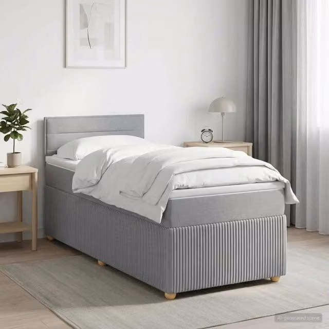 Letto box spring con materasso Grigio Chiaro 90 x 190 cm 3451757