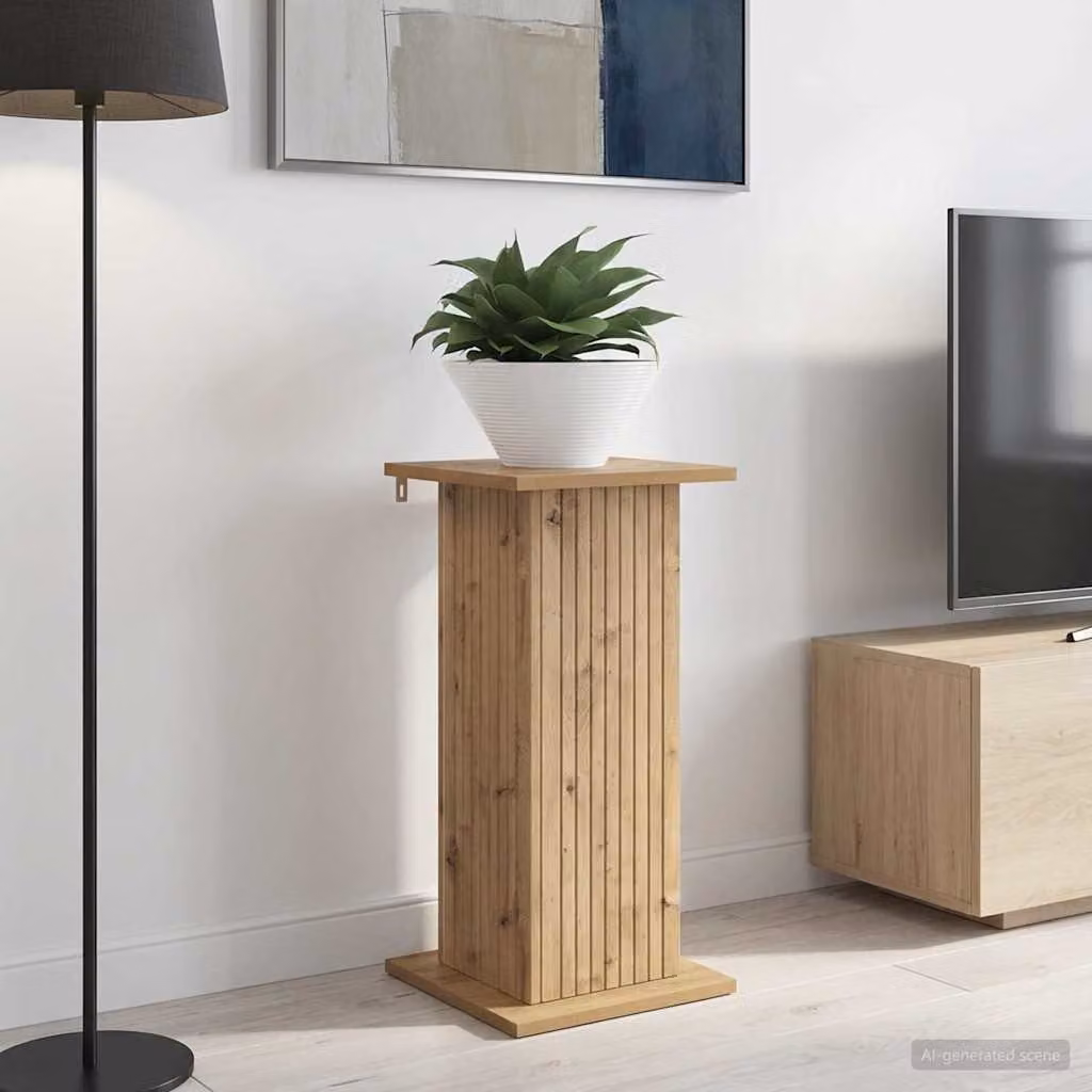 Set di 2 supporti per piante vidaXL in legno color rovere, stile moderno, L 30,5 cm x P 30,0 cm x H 60,5 cm