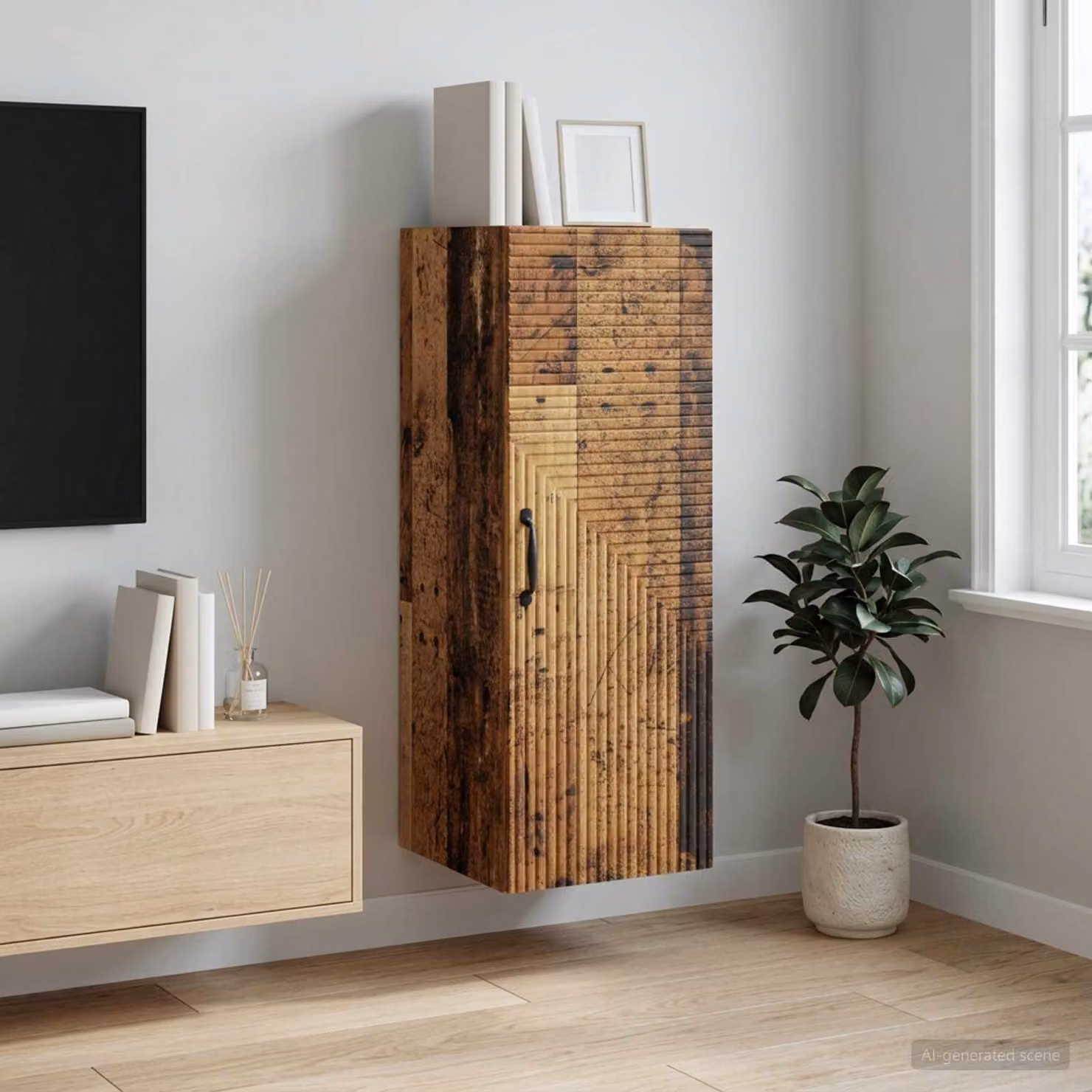 vidaXL Mobiletto a muro moderno in legno marrone con ante a battente L/P/H: 33 x 34,5 x 90 cm